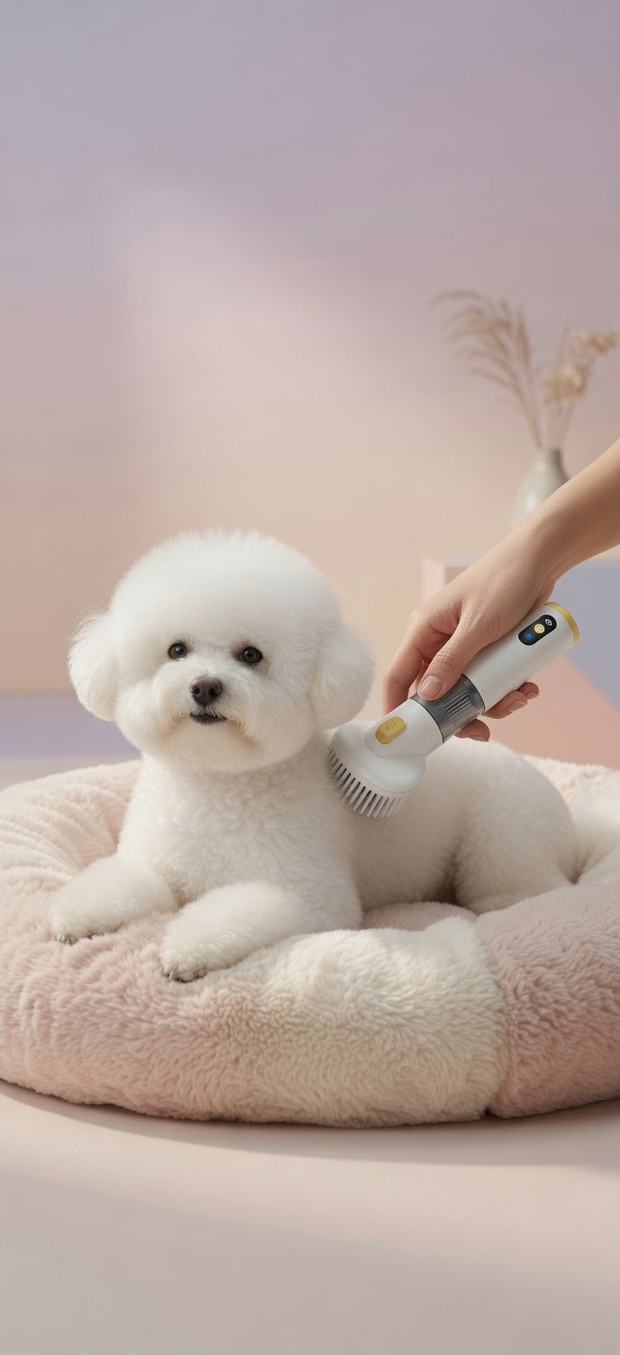 Brosse aspirante sans fil — toilettage & aspiration 2-en-1