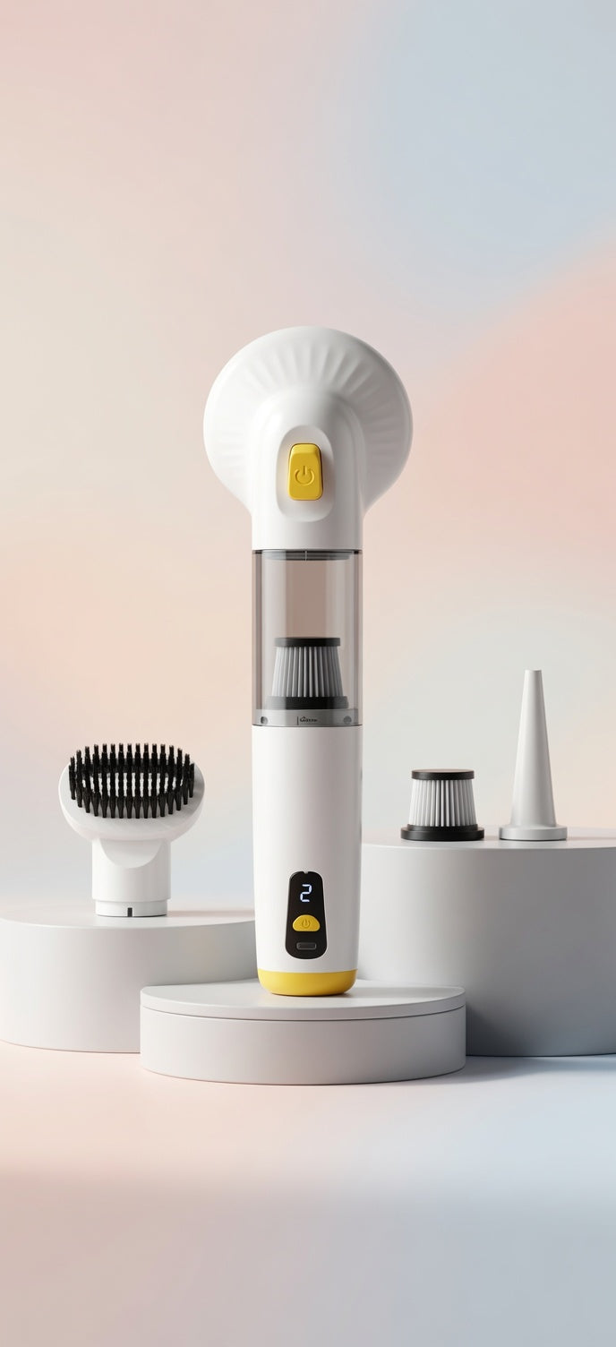 Brosse aspirante sans fil — toilettage & aspiration 2-en-1