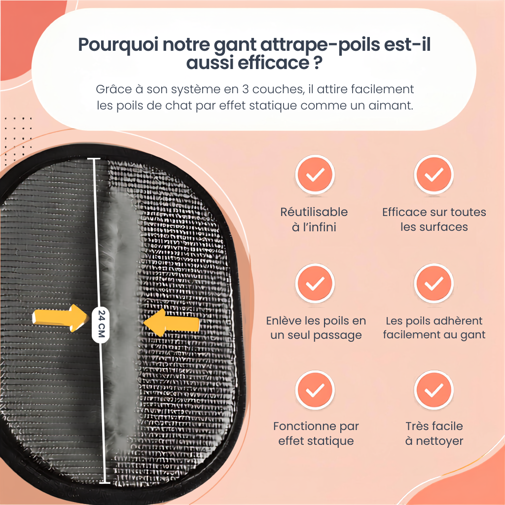 Gant anti-poils voiture & tapis — électrostatique double face