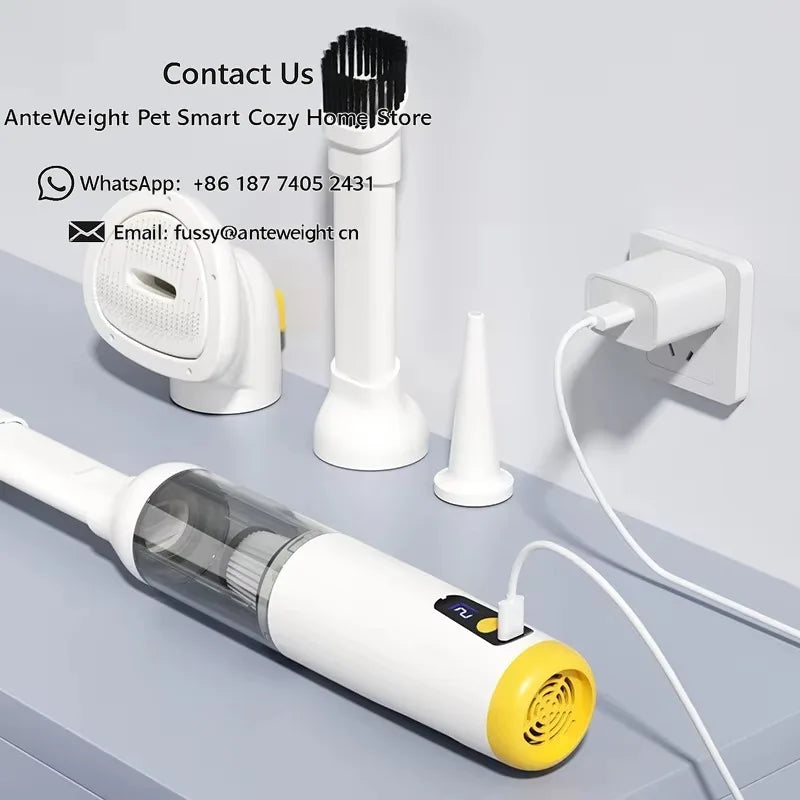 Brosse aspirante sans fil — toilettage & aspiration 2-en-1