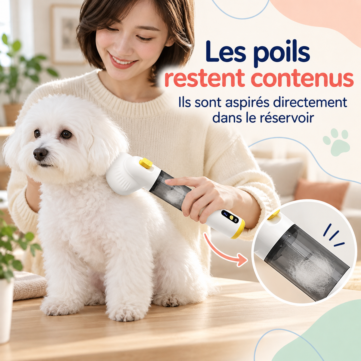 Aspirateur cyclonique à poils d'animaux avec embouts fournis