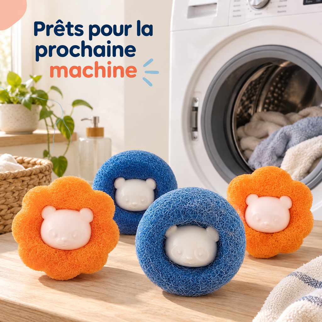 Boules anti-poils pour lave-linge — lot de 6
