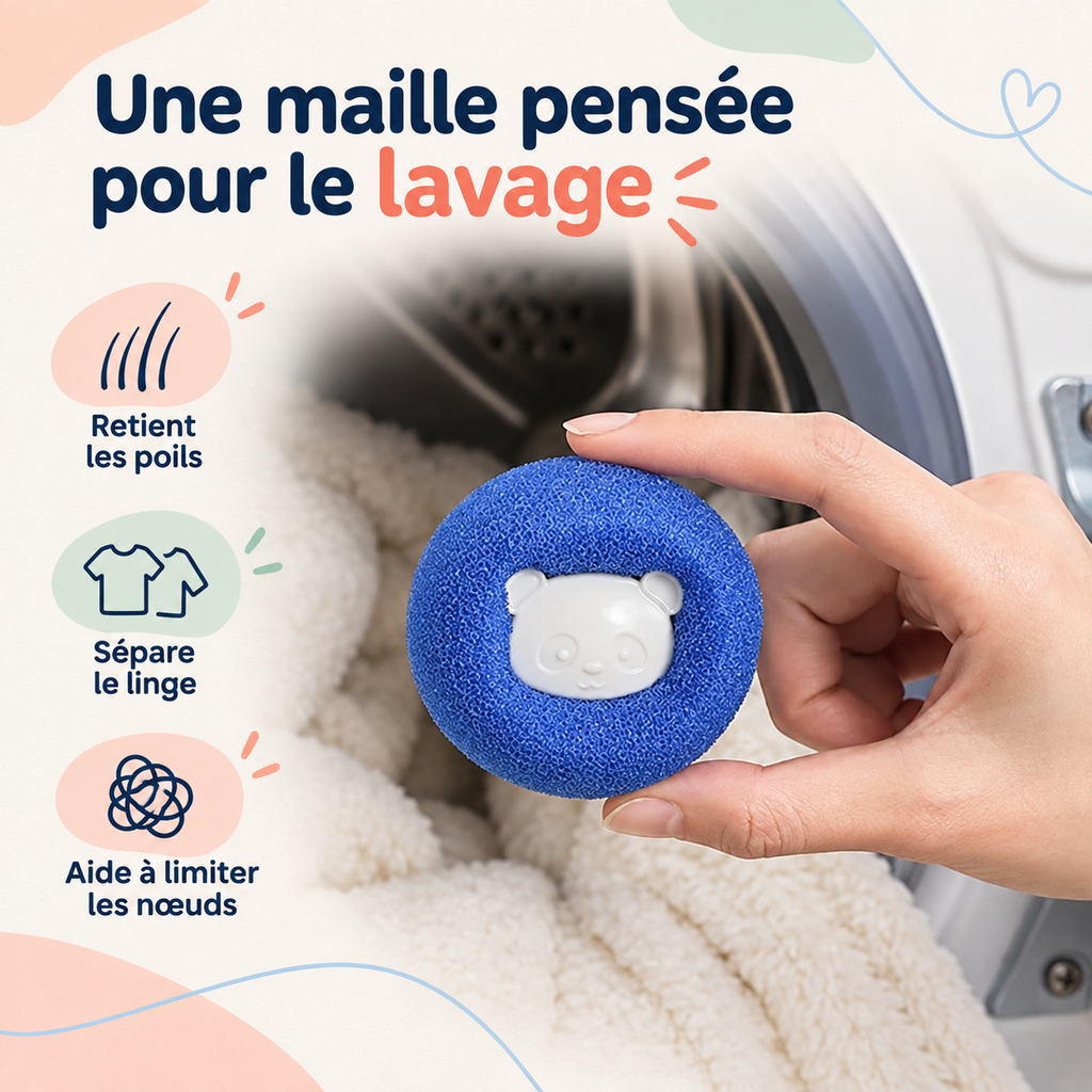 Boules anti-poils dans le tambour du lave-linge