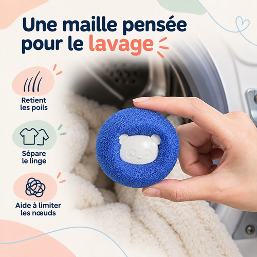 Boules anti-poils dans le tambour du lave-linge
