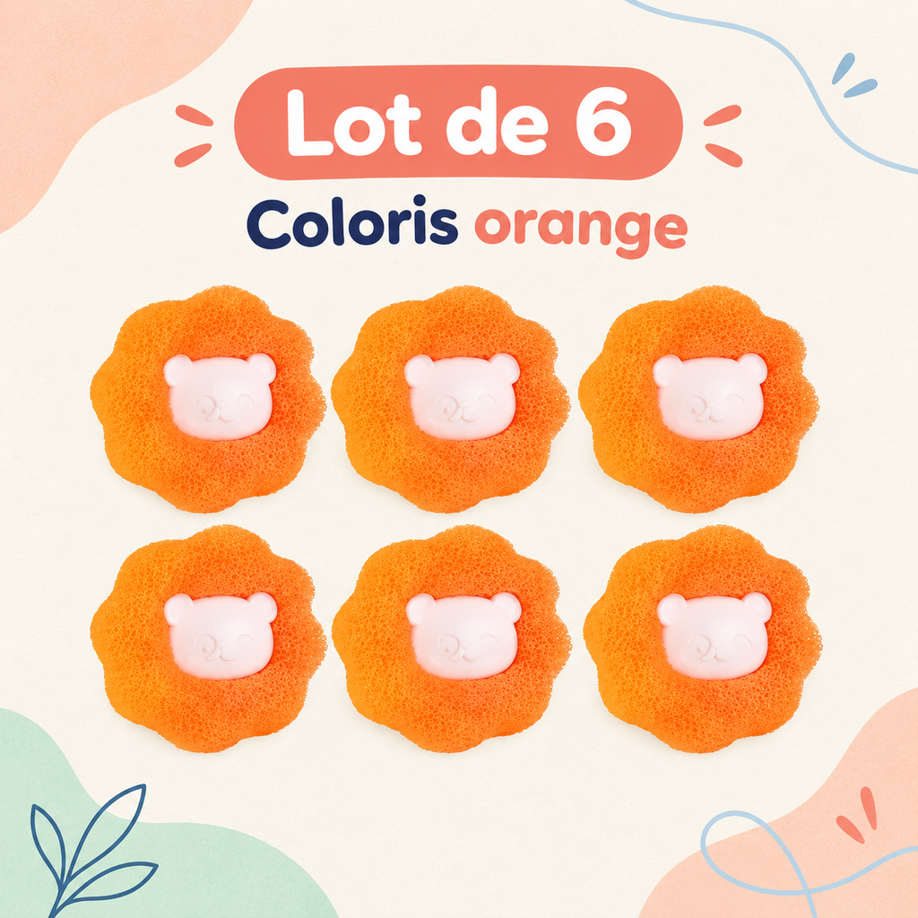Lot de boules anti-poils pour machine à laver