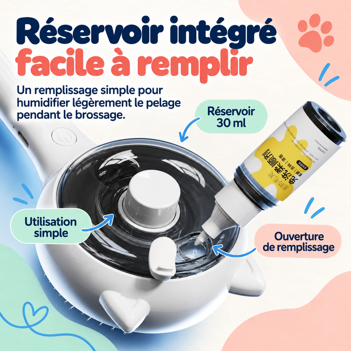 Brosse de toilettage à brume pour chien et chat — modèle oreilles de chat