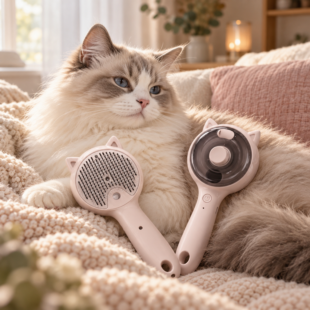 Brosse de toilettage à brume pour chien et chat — modèle oreilles de chat