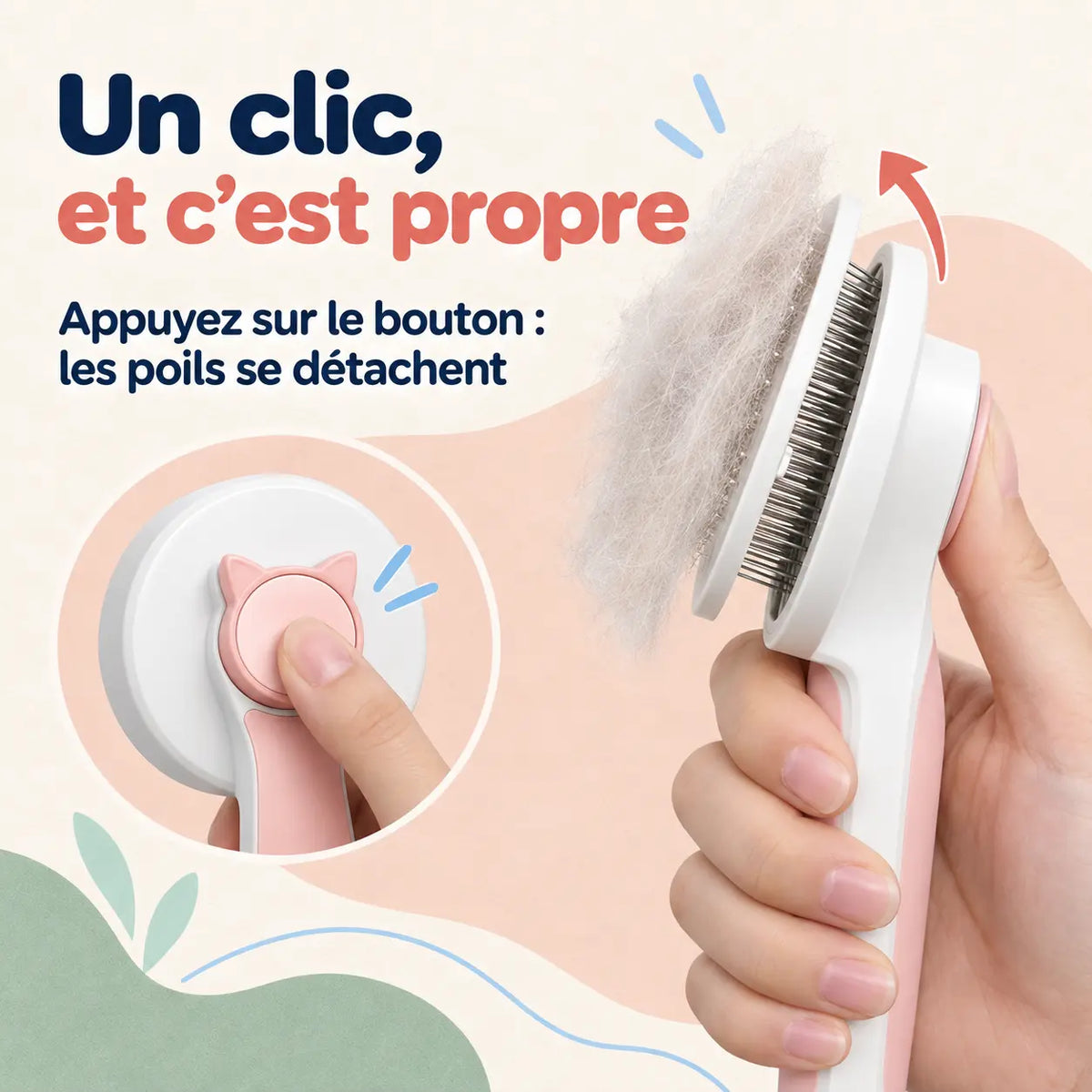Bouton d'éjection des poils de la brosse autonettoyante