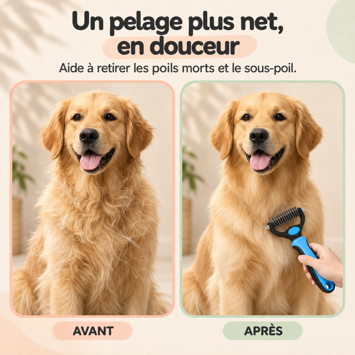 Brosse démêlante chien et chat à poils longs