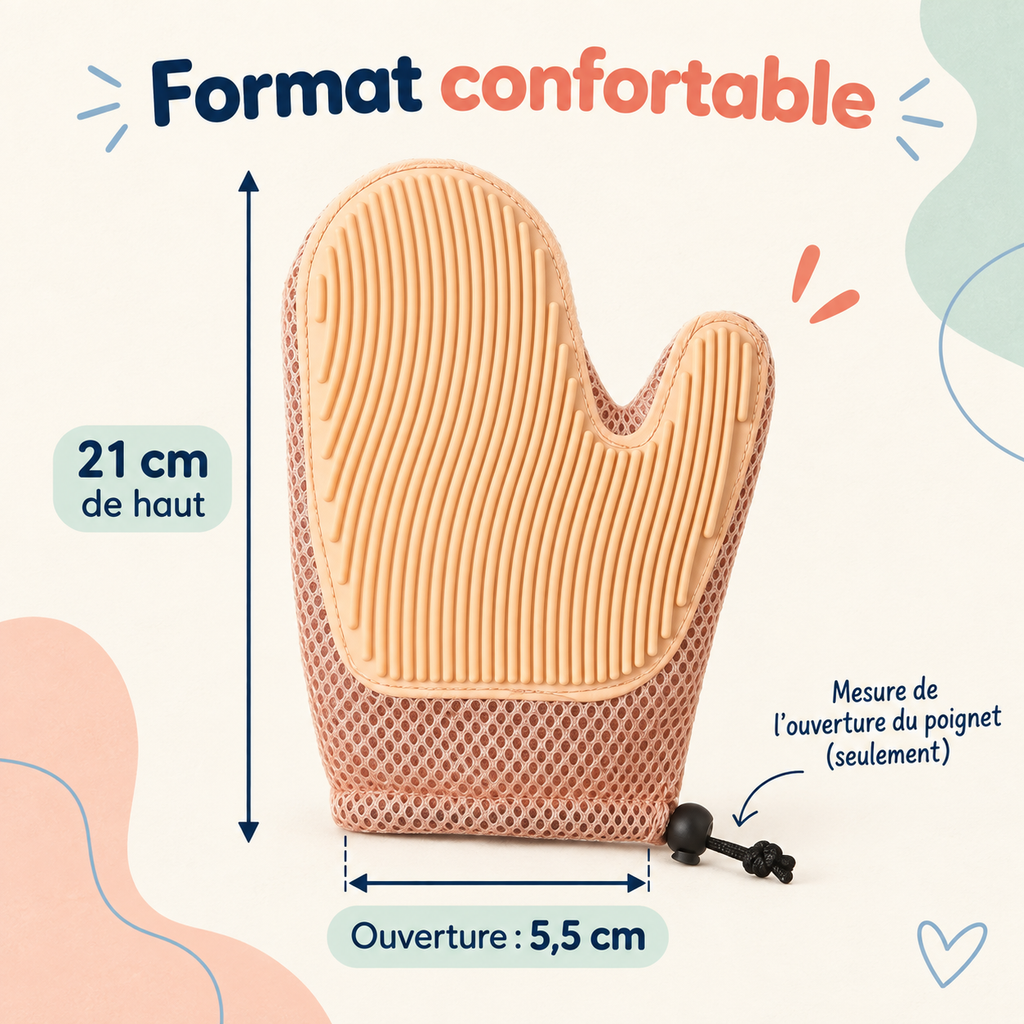 Gant de toilettage double face — brosser en caressant