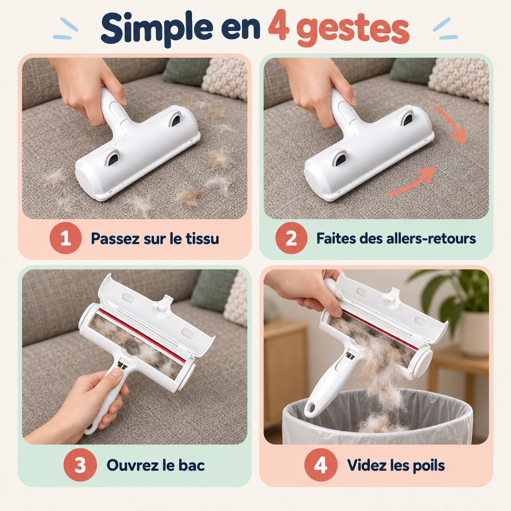 Rouleau anti-poils XXL lavable à l'eau
