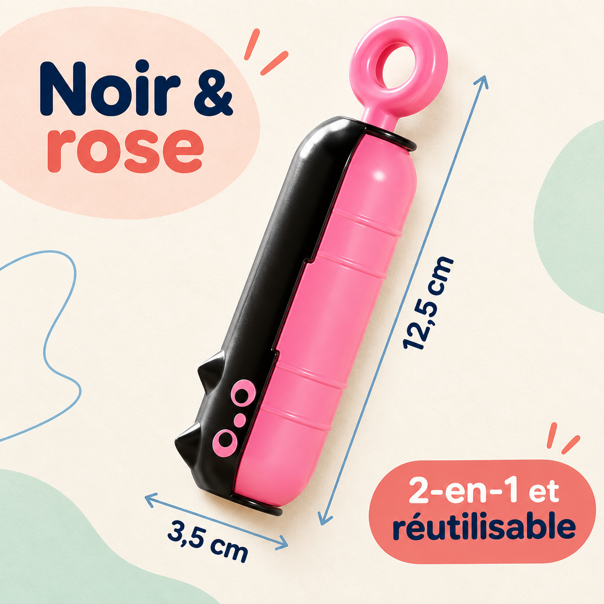 Rouleau adhésif réutilisable anti-poils — rinçage à l'eau