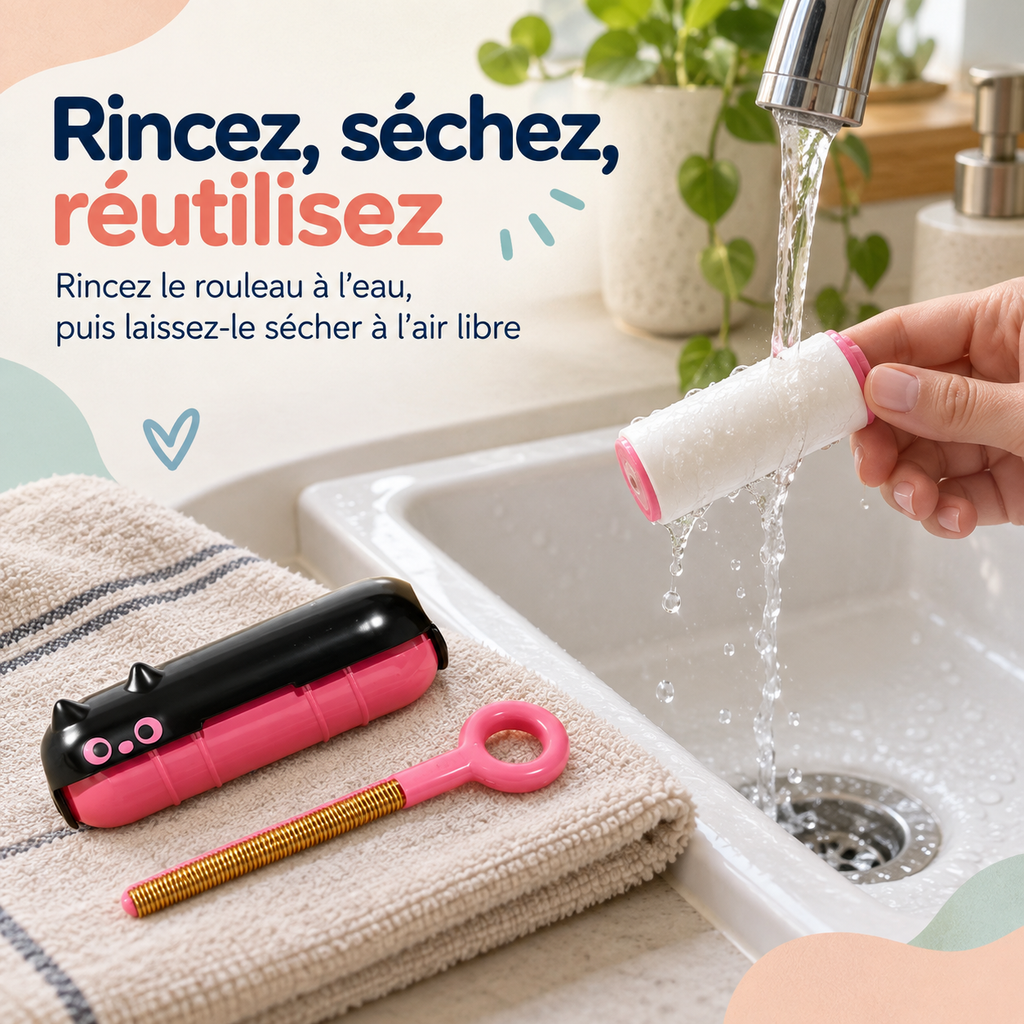 Rouleau adhésif réutilisable sur vêtements