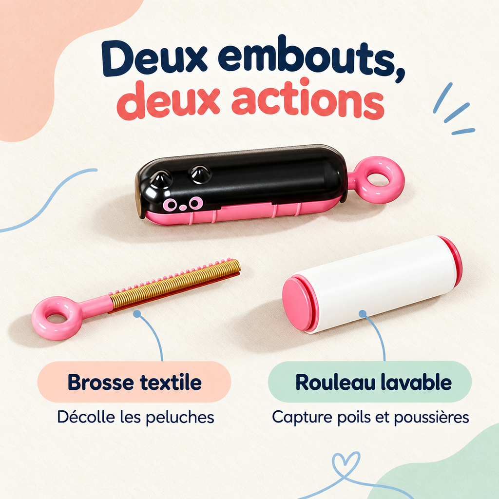Rouleau adhésif anti-poils sans recharge