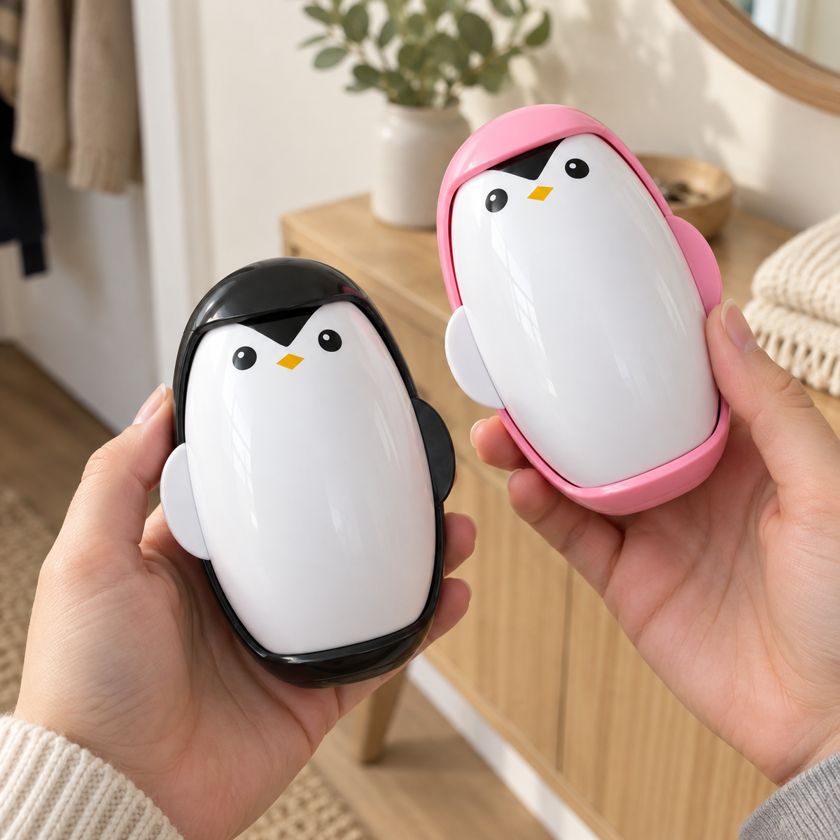 Rouleau anti-poils Pingouin — utilisation sur textile